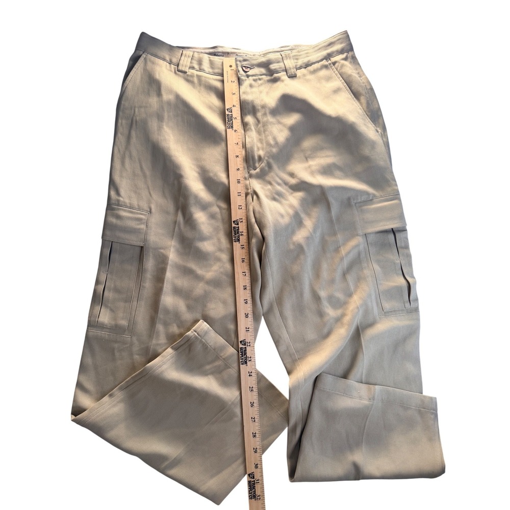 Tommy Bahama Relax Mens 35 Tan Silk Cotton Textured Cargo Pants Straight Leg
